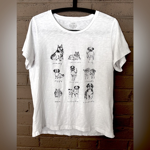 J.Crew -Collector Tee Dog Print White T-Shirt XL - Picture 2 of 8